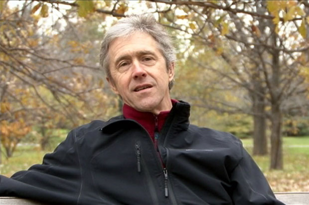 Photo of Alain Cogliastro, bontanist, in the Arboretum of the Jardin botanique de Montréal