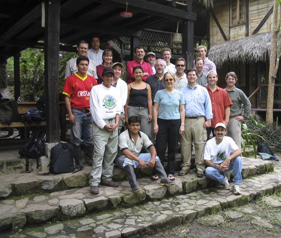 Group photo during one of Michel Labrecque's work trips outside Canada