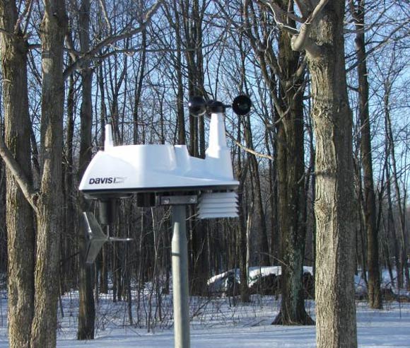 Photo of a weather station in the forest